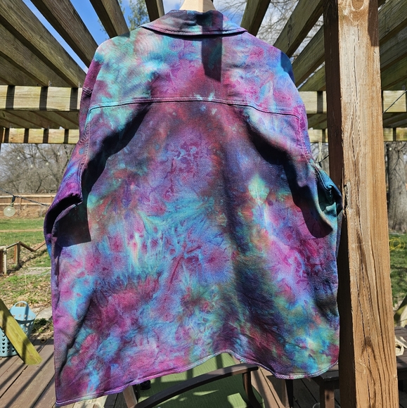 Custom Tie Dye Denim Shacket Express XL - Picture 7 of 9